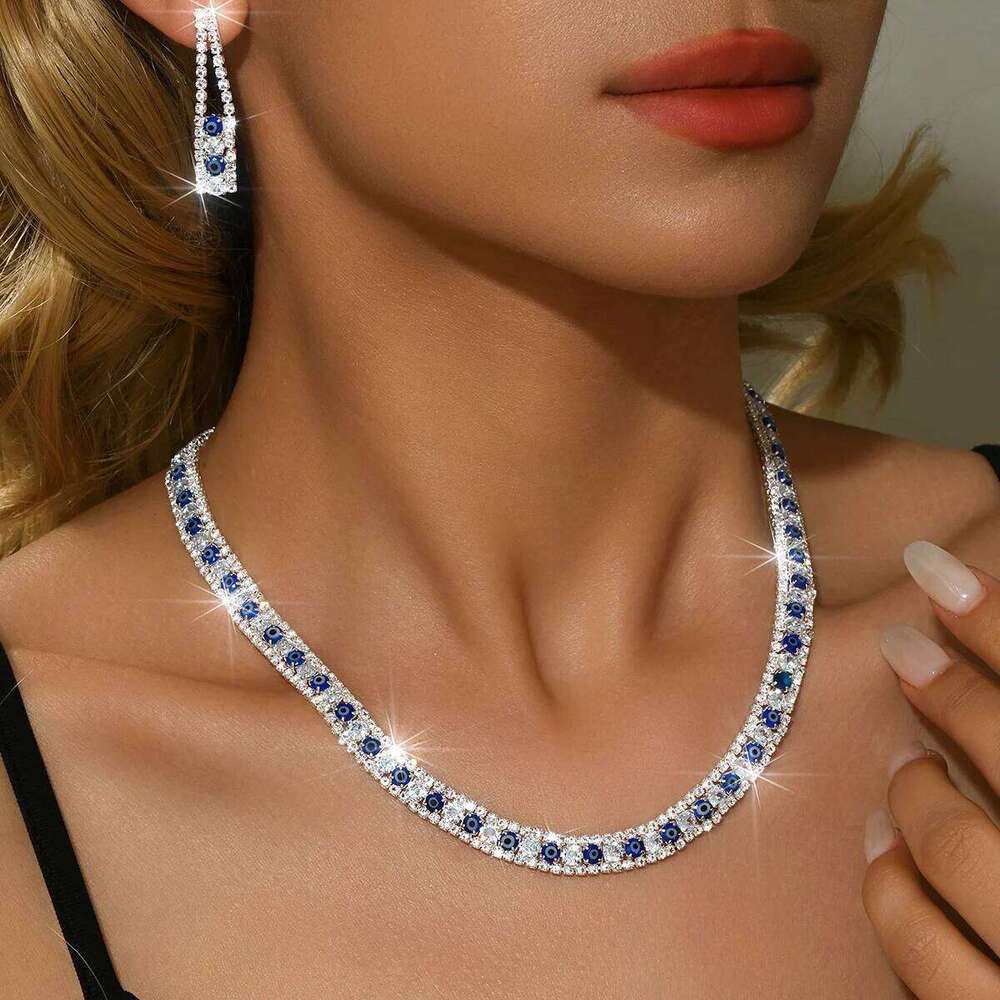 Design sense is slim, super shiny, simple and atmospheric necklace earrings two-piece set for birthday dress with accessories Z260313