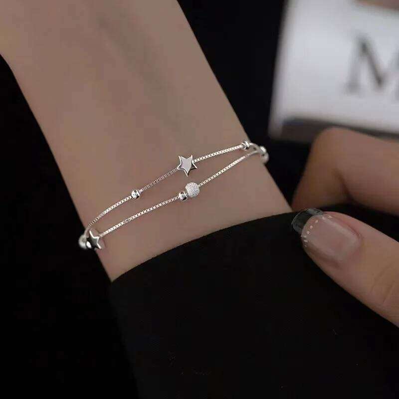 925 Sterling Silver Charm Bracelet for Women Fashion Korean Adjustable Beaded Star Chain Bracelets Party Fine Jewelry Gifts Z260313