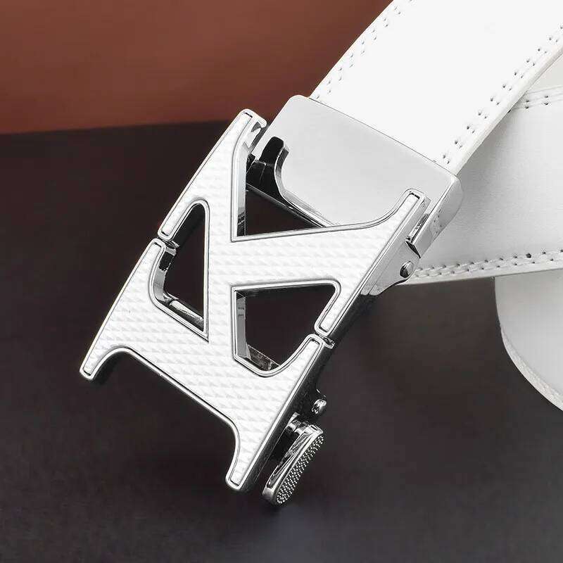 Casual K letter Automatic Buckle Belts High Quality Men Luxury Brand Waistband Genuine Leather Ceinture Homme Z260226