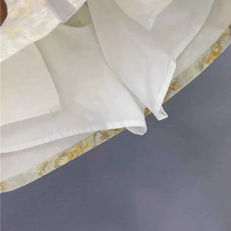 Summer Lady Chic Fashion High Waist A-line Denim Skirt Women Yellow Floral Thin Mini Dress s Korean Elegant Denim Skirt M260314