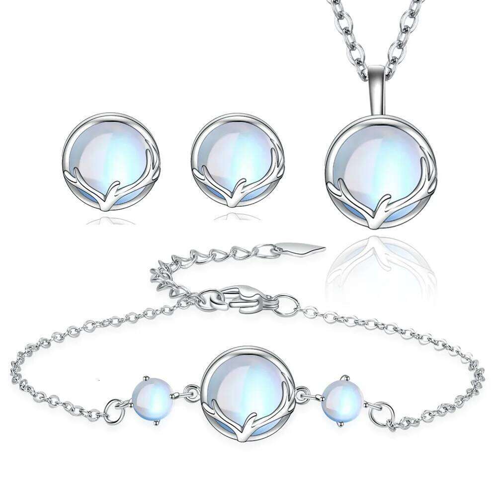 SAIYE 925 Sterling Silver Jewelry Sets Round Antler Crystal Earrings Bracelets Necklace Elegant Christmas for Women Z260313