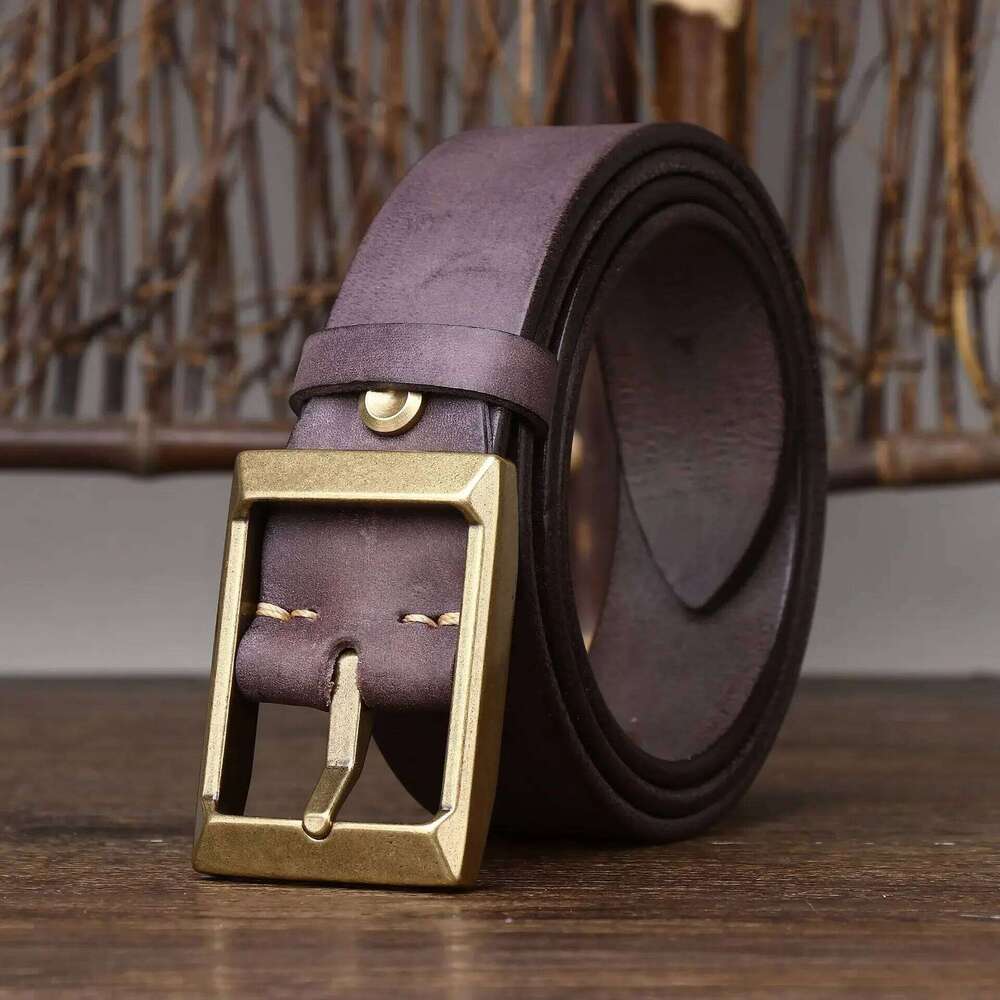 3.9CM Thickened Top Cow Genuine Leather Belts for Men Luxury High Quality Copper Buckle Vintage Jeans Cowboy Male Belt Z260226