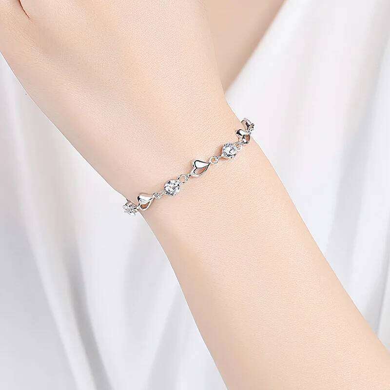 925 Sterling Silver White Zircon Bracelets For Women Luxury Hollow Heart Adjustable Chain Bracelet Original Jewelry Z260313