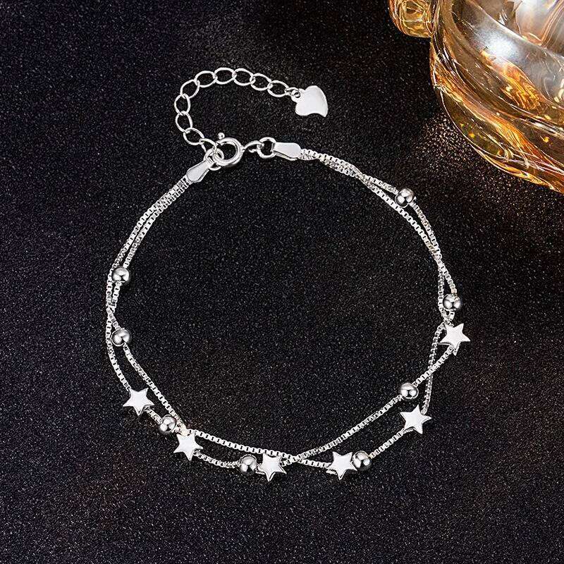 925 Sterling Silver Star Bracelets for Women Fashion Korean Five-pointed Double Layered Charm Bracelet Luxury Original Jewelry Z260313