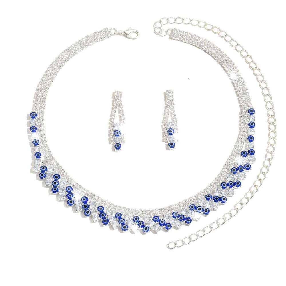 Design sense, trendy and innovative, super sparkling bare diamond necklace, earrings, two-piece set with accessories Z260313