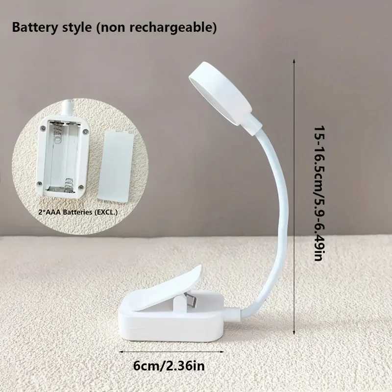 1Pc Portable LED Clip-on Reading Light Three Color Temperatures Long Press to Adjust Brightness White Shell Y260314