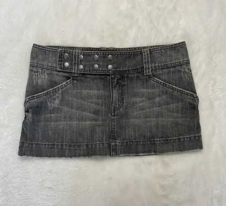 Y2K New Black Gray Low Waist Mini Skirt Womens Clothing Harajuku Fashion Denim Skirt Gothic Retro Button Adjustment Short Skirt M260314