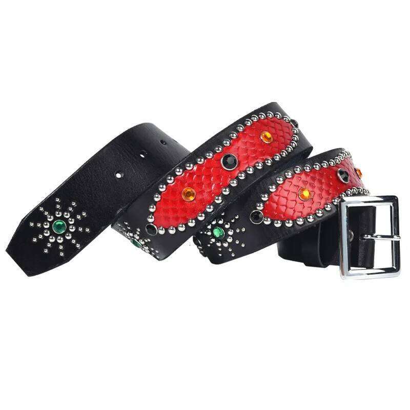 New British Retro Punk Belt with Studs Unisex Fashion Denim Leather Decor Factory Direct Sale Z260226