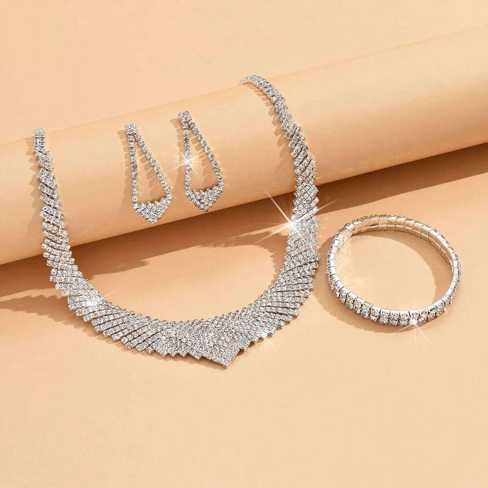 4PC Women's Fashion Geometric Necklace Earrings Bracelet Jewelry Set Suitable for Wedding, Party, Festival Gifts-4070 Z260313