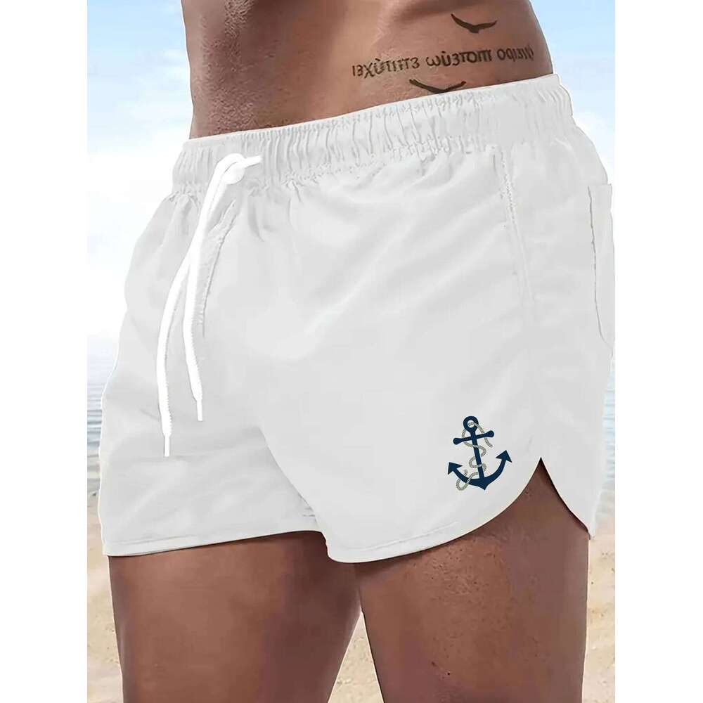 Men's Shorts 2025 Beach Trunks Summer Swim Gym Pants Quick Drying Swimming Homme Surf Ventilate Drawstring Fashion Casual Daily Z260314