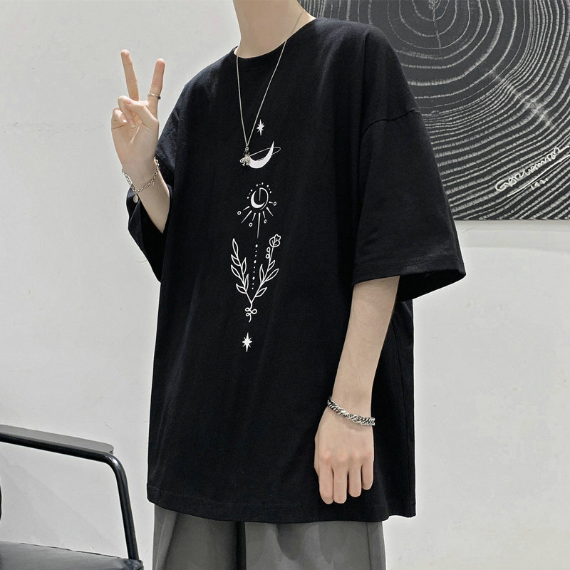 Designer T-shirt Harajuku BF Style Simple Trendy Shortsleeve For Designer Hoodie Polo Men Loose Fit Printed Halfsleeve Top Casual Fivesleeve Tee