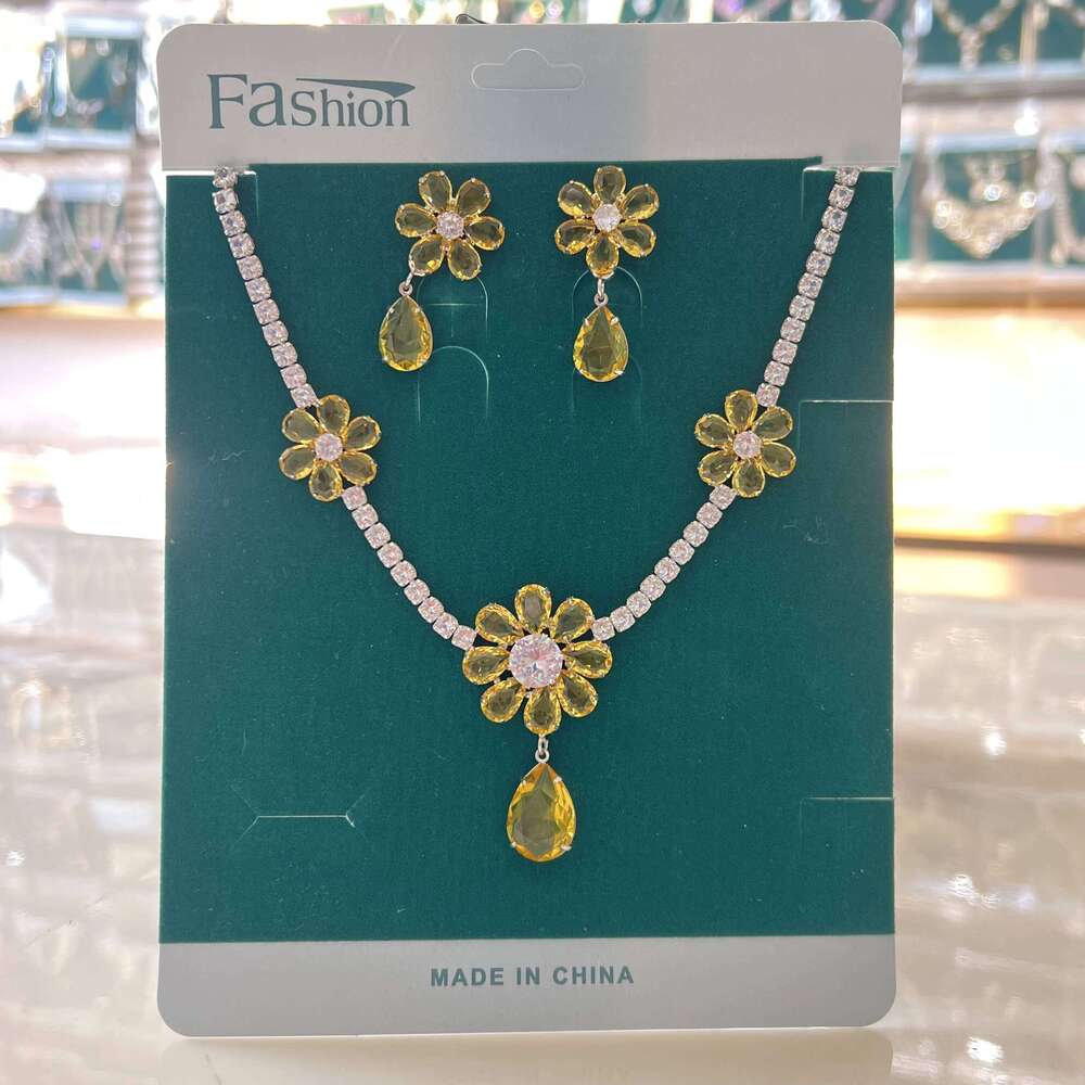 Intellectual and gentle style French heavy industry two-color necklace earrings for brides' wedding accessories Z260313