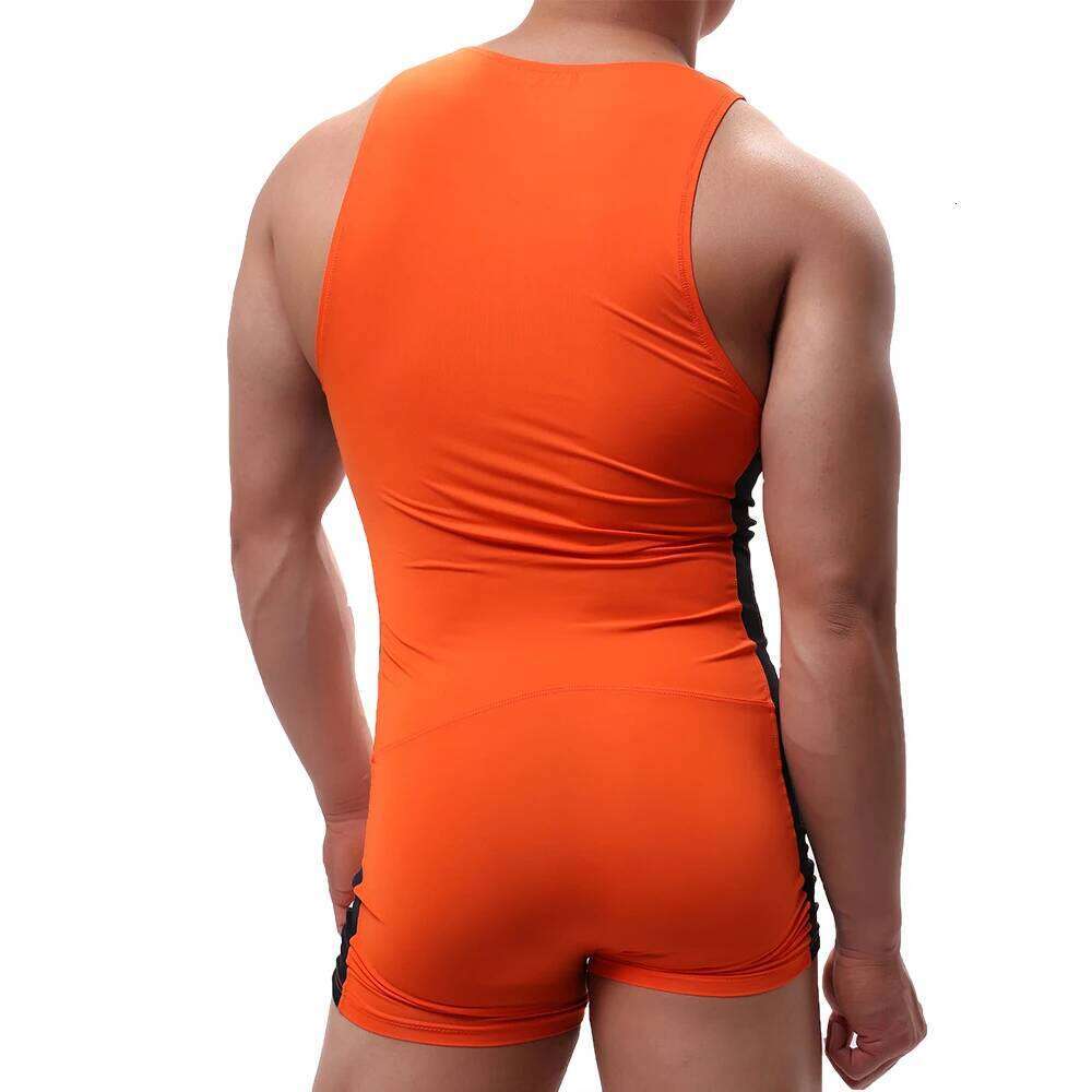Men Undershirts Leotard Sports Workout Bodysuit Shorts Wrestling Singlet Fitness Jumpsuit Sexy Slip Ice Silk Underwear Swimwear Z260314