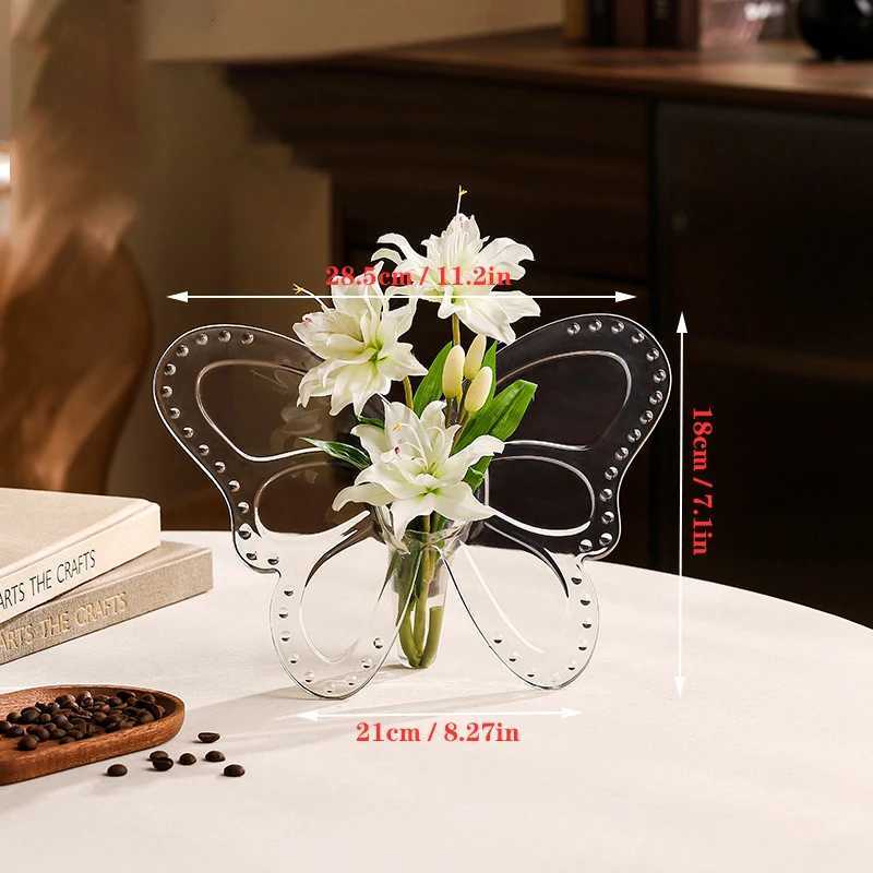 Clear Acrylic Butterfly Vase Acrylic Frame Vase Art Deco Decoration for Consoles and Various Desktops Housewarming Gifts Y260314