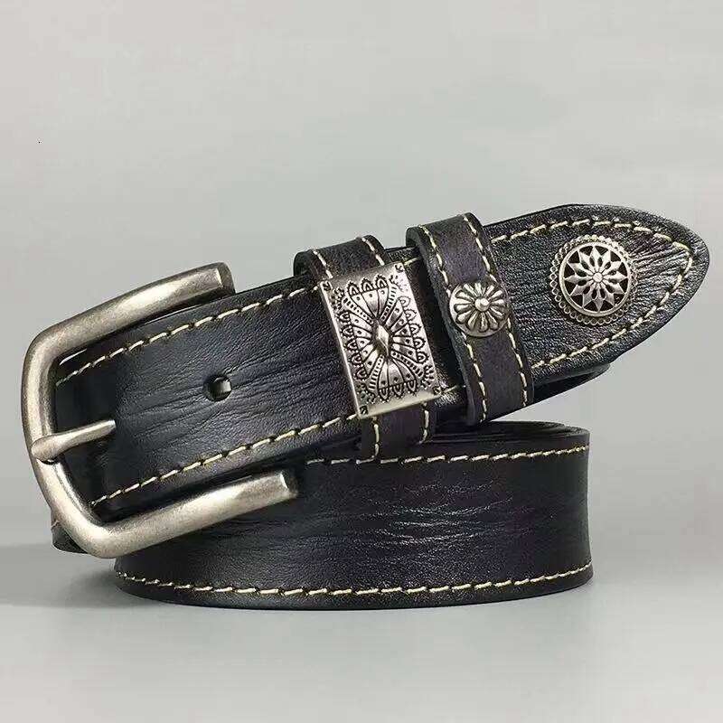 Full Grain Belts Waistband for Male Fashion Men Cow Leather Belt Black/Coffee Width:3.4cm Length:105-125cm Z260226