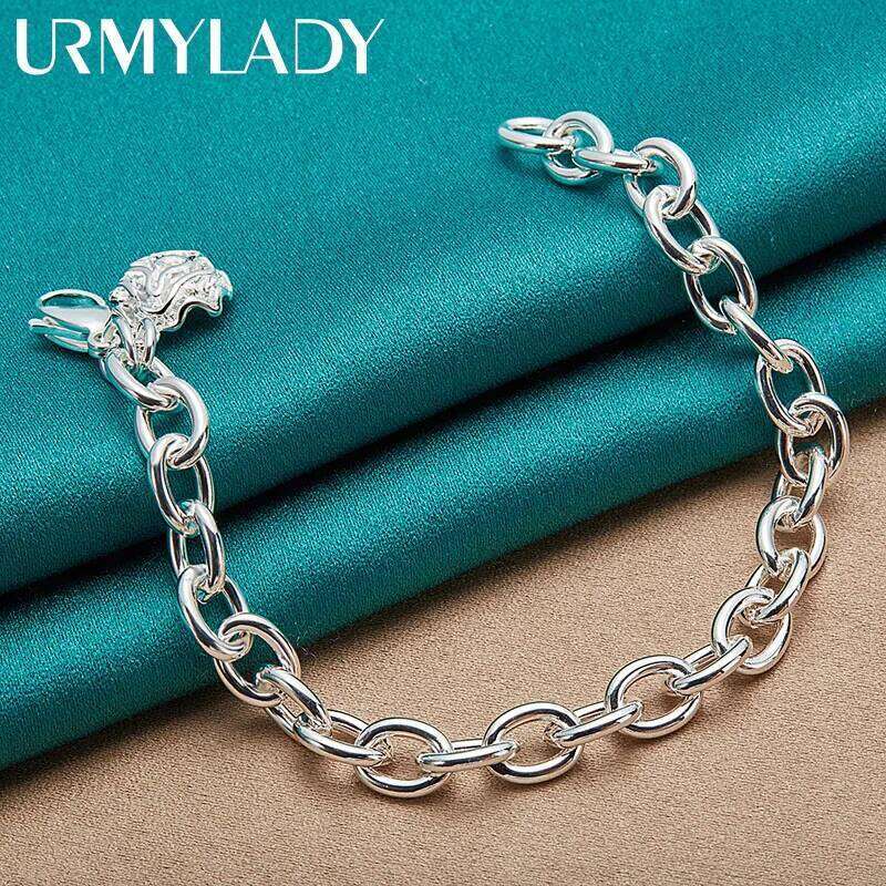 URMYLADY 925 Sterling Silver Rose Flower Pendant Bracelet For Women Wedding Engagement Party Fashion Charm Jewelry Gifts Z260313