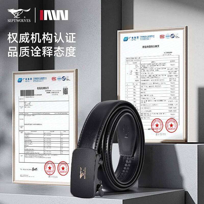 Septwolves Cow Split Leather Automatic Alloy Buckle-Inner Buckle Men Belt High Quality Luxury Father Husband Gifts Z260226