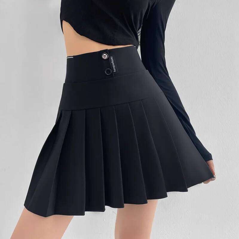 Mini Women Spring and Summer Original Letter Embroidery Elastic Waist Pleated A-line Skirt White Black Z260314
