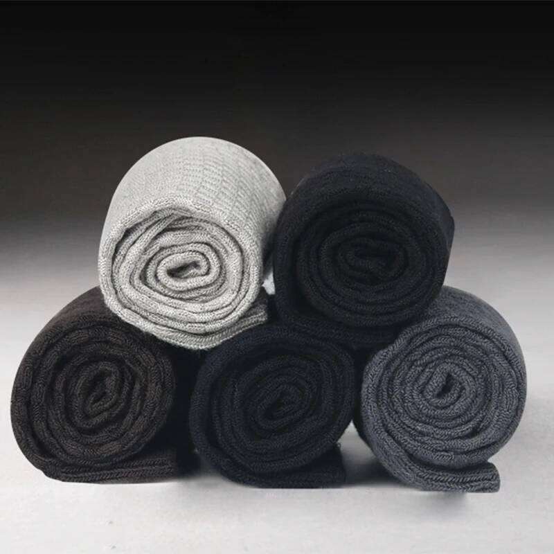 10 Pairs/Lot Men's Bamboo Fiber Socks 2025 New Compression Autumn Long Black Business Casual Man Dress Sock Gift Plus Size 42-45 Z260314