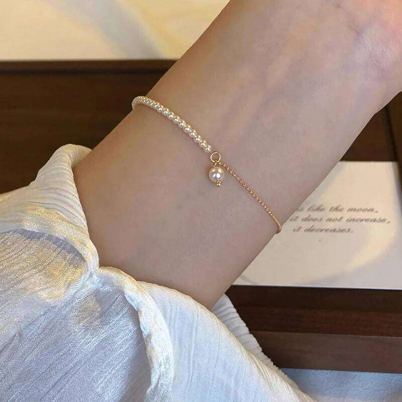 New 925 Sterling Silver Pearl Personalized Simple Charm Bracelet Birthday Gift for Women's Fine Jewelry Z260313