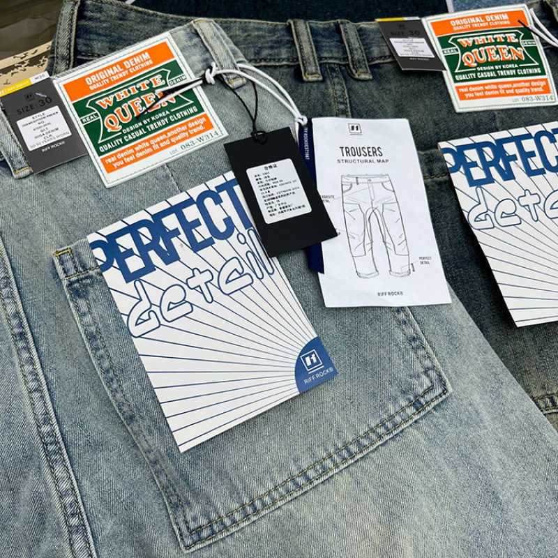 Summer American high-end men's denim shorts, Japanese retro thin casual distressed loose straight-leg five-pockets men's shorts X250403