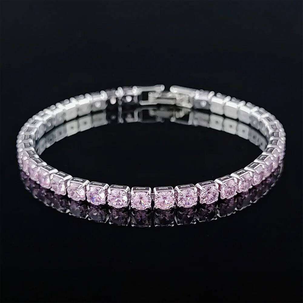 Rose Gold Silver Color 3mm 4mm 5mm Pink Blue Green Red Tennis Bracelet Bangle for Women Wedding Fashion Jewelry Party Gift S4777 Z260313