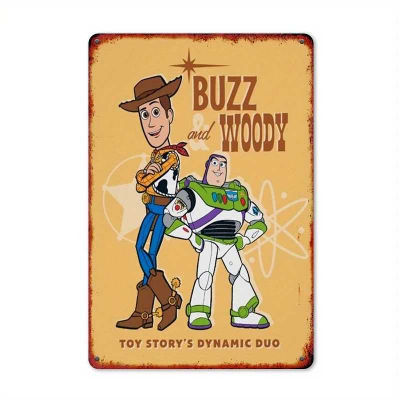 Room Decor Buzz and Woody Vintage Metal Tin Sign Retro Iron Wall Art for Game or Living Decor Home Perfect D260314