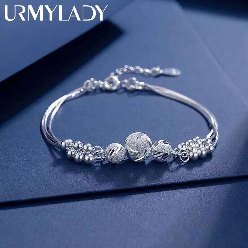 Fine 925 Sterling Silver Lucky beads ball chain Bracelet For Women luxury fashion party Wedding Jewelry lovers gift charms Z260313