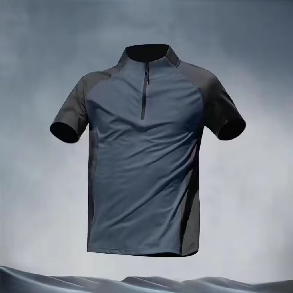 Ice Silk Quickdry For Men Outdoor Sports Short Sleeve Stand Collar Summer Fitness Designer T-shirt Designer Hoodie Top Polo Training Thin Running Shirt