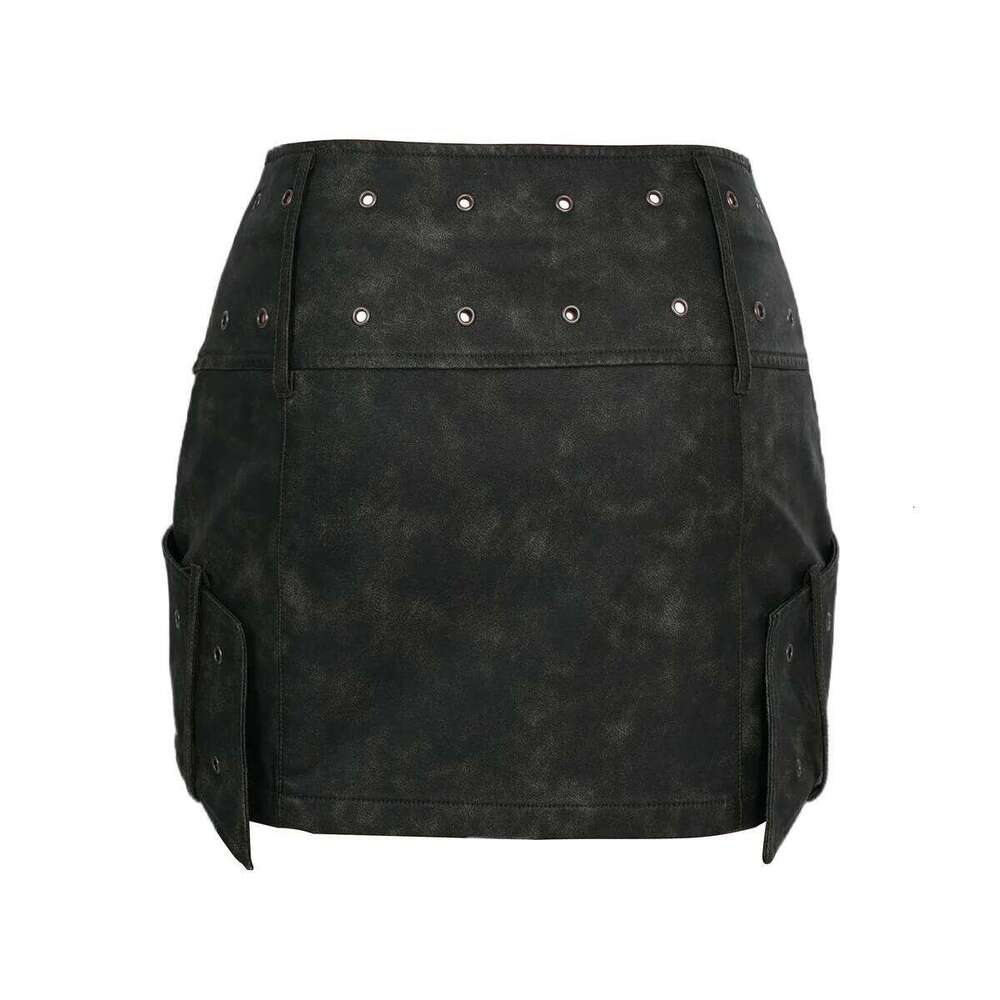 Spring American Grunge Hotsweet Style Solid Color Zipper Skirts Women's Retro Casual High Waist Slim Fit Female Mini Skirt Z260314