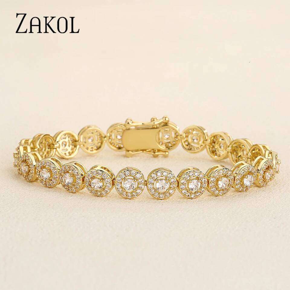 ZAKOL European And American Fashion Round AAA Zircon Bracelet Bangles Unisex Punk Style Hip-hop Jewelry Z260313