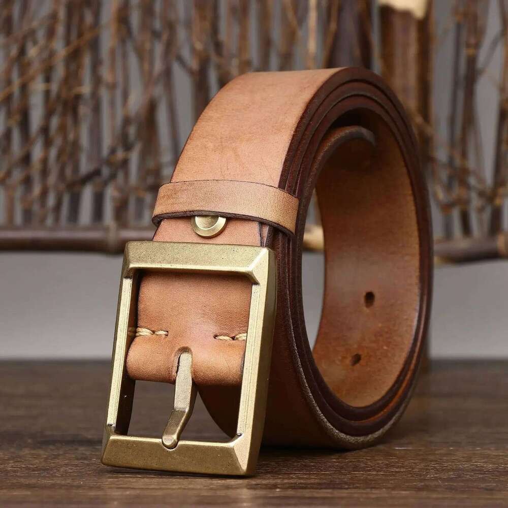 3.9CM Thickened Top Cow Genuine Leather Belts for Men Luxury High Quality Copper Buckle Vintage Jeans Cowboy Male Belt Z260226