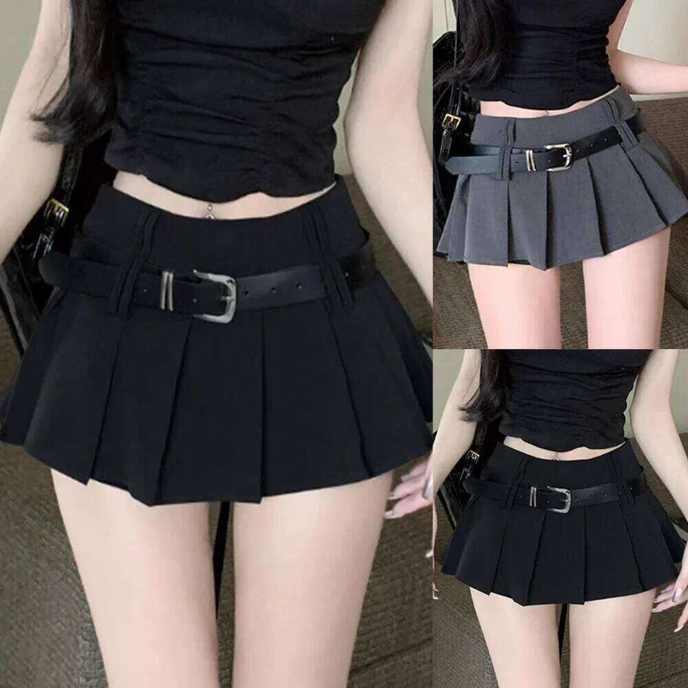 Black Mini Women High-waisted Pleated Kawaii White Skirt Tennis Shorts Skirts Solid School Girl Uniform Z260314
