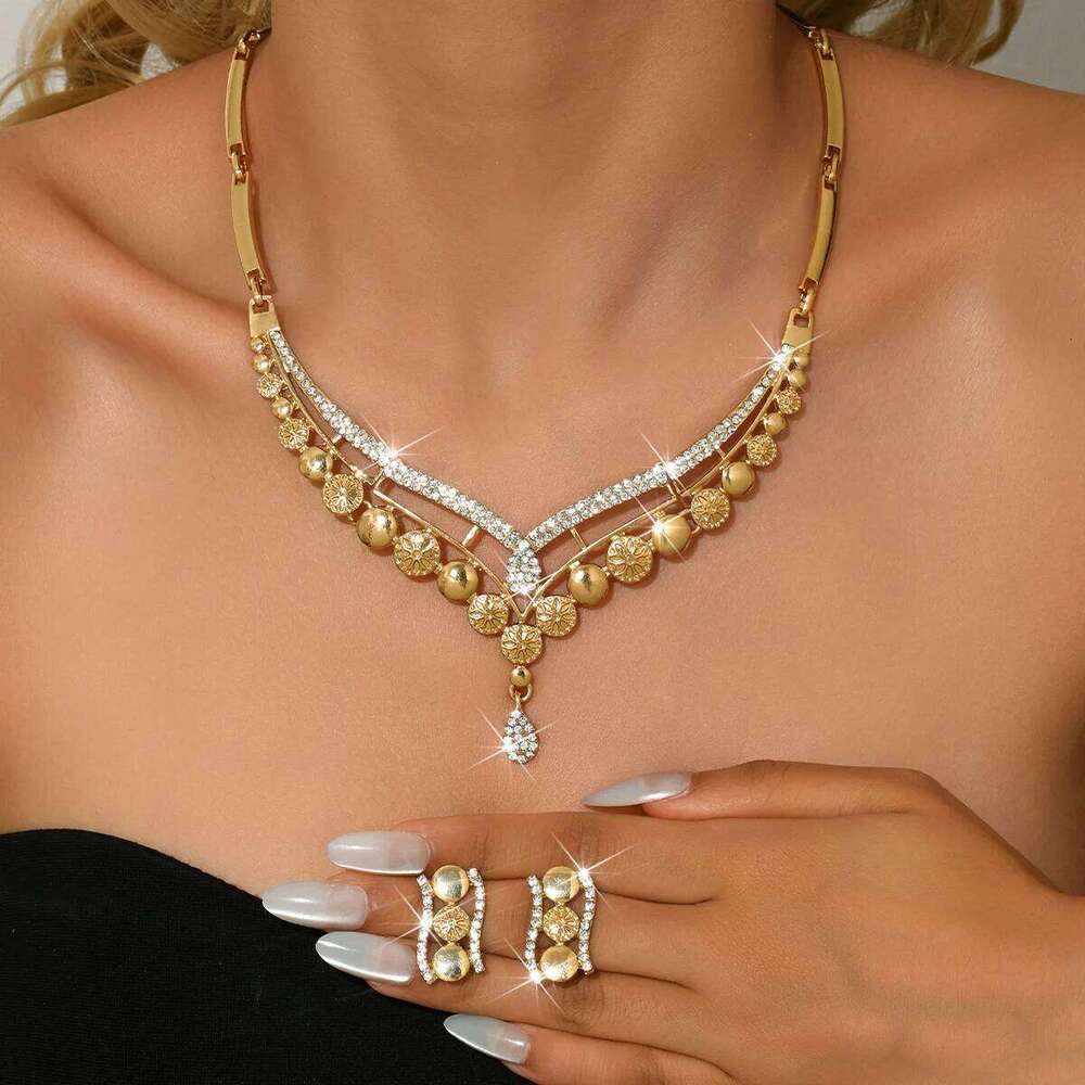 European and American New Exquisite Alloy Necklace Earring Dress Bridal Banquet Female Accessory Set Z260313