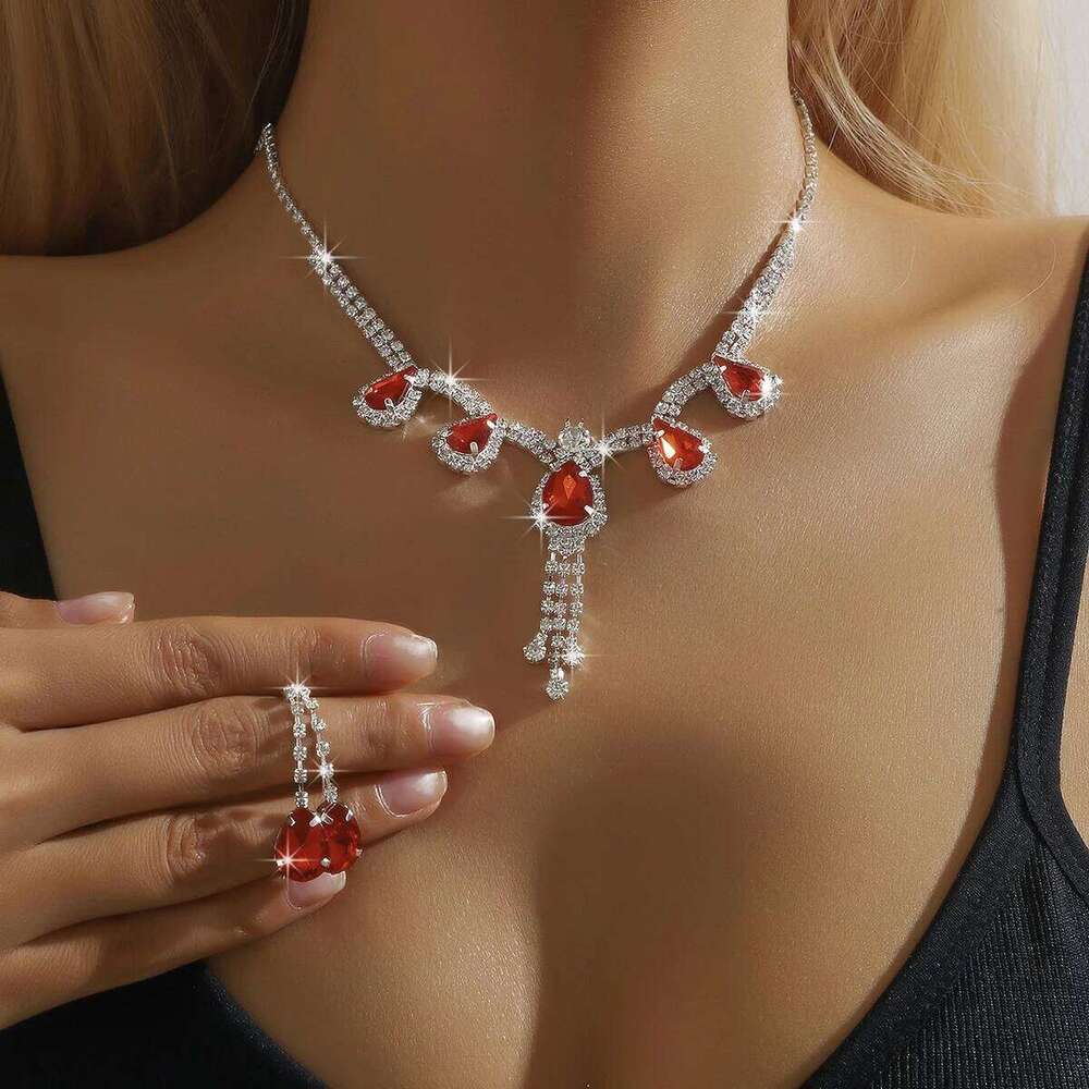 European and American e-commerce popular women's set cross-border sparkling diamond necklace earrings wedding accessories Z260313