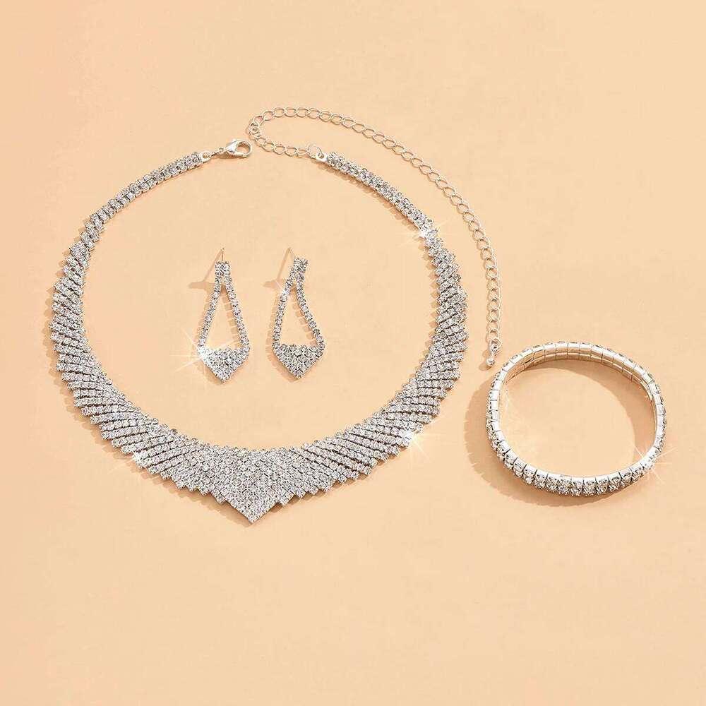 4PC Women's Fashion Geometric Necklace Earrings Bracelet Jewelry Set Suitable for Wedding, Party, Festival Gifts-4070 Z260313