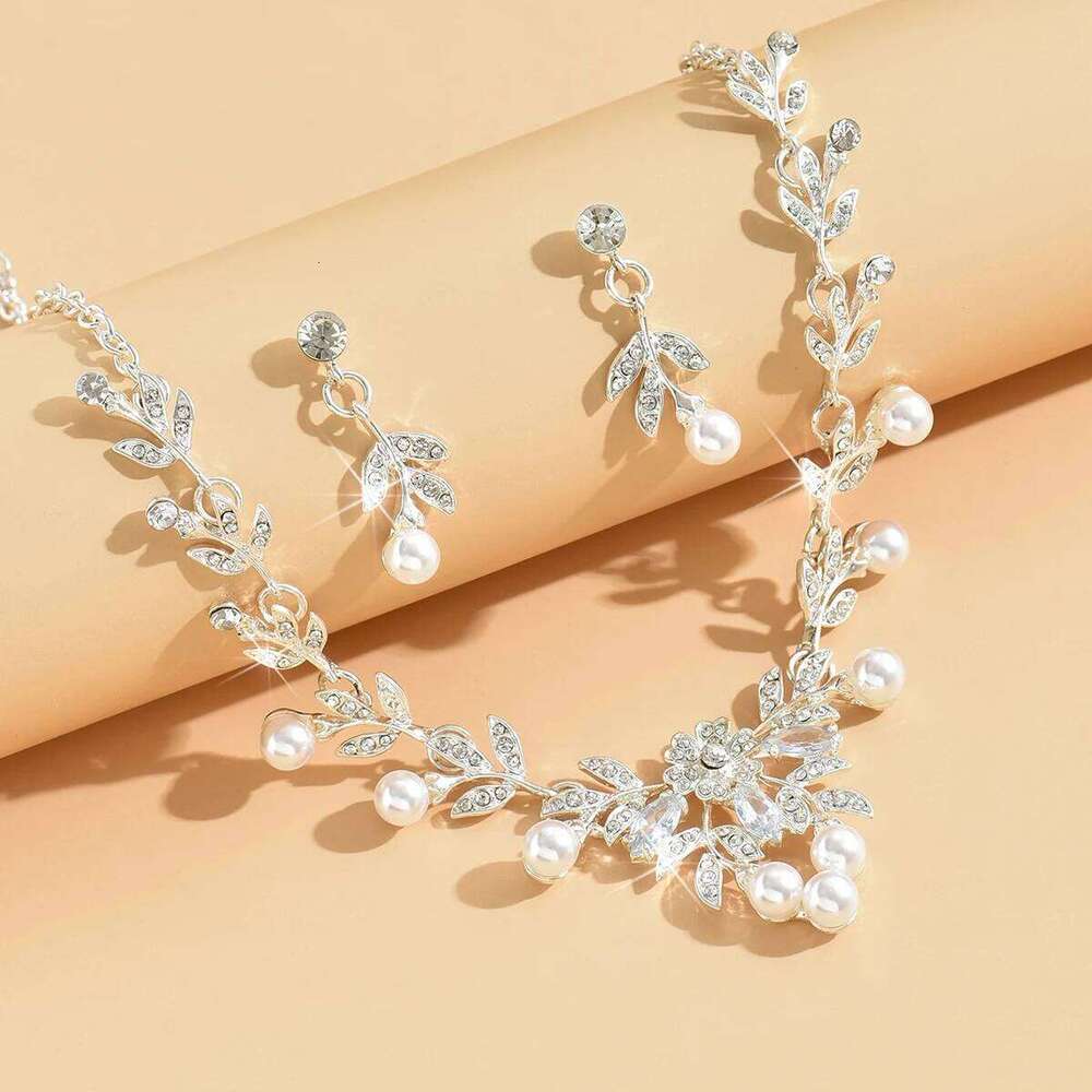 3PC Women's Fashion Rhinestone Imitation Pearl Flower Necklace Earring Set Suitable for Wedding, Party, Festival Gift -6822 Z260313