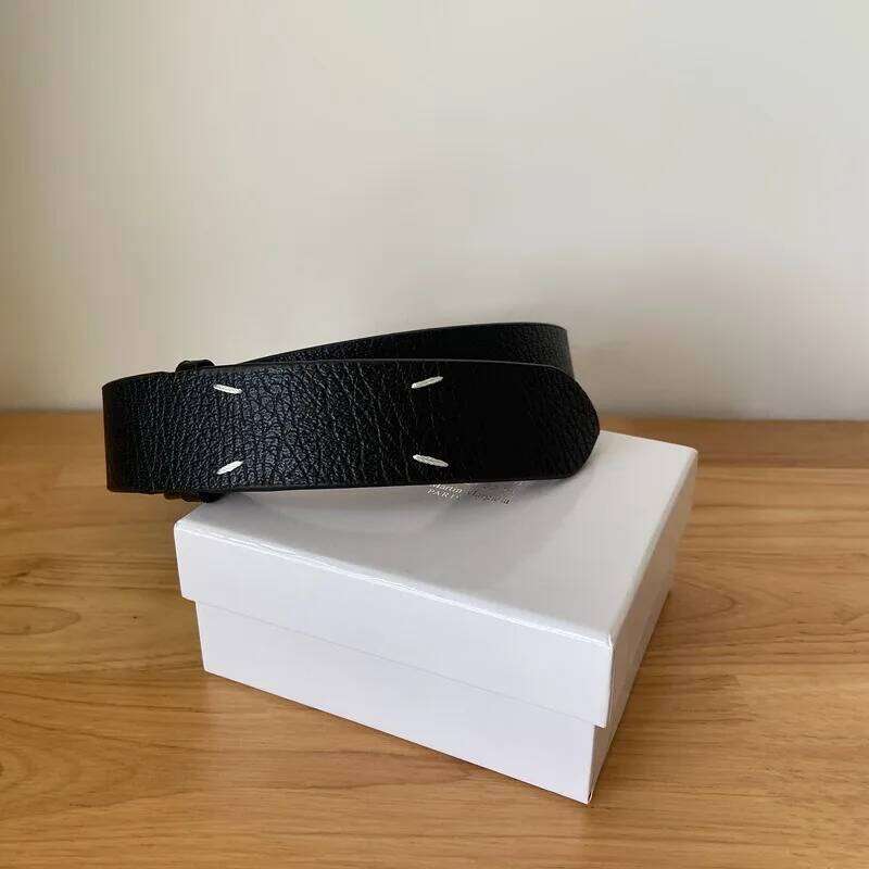 Black brown four point stitched waist belt for men women, ins classic leather elastic belt, simple and versatile Z260226