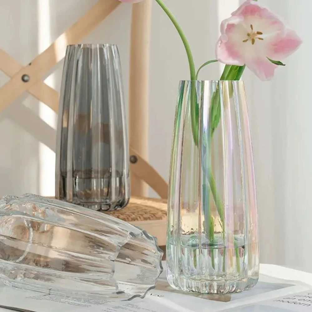 Modern Simple Vertical Glass Vase for Hydroponic Flowers Colorful Creative Vase Home Table Decoration Gift for Greenhouse Y260314