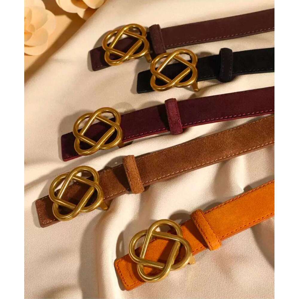 Fashion Women's Suede Casual Leather Jeans Gold Buckle Elegant Waist Belt for Dress Pants Western Style Z260226