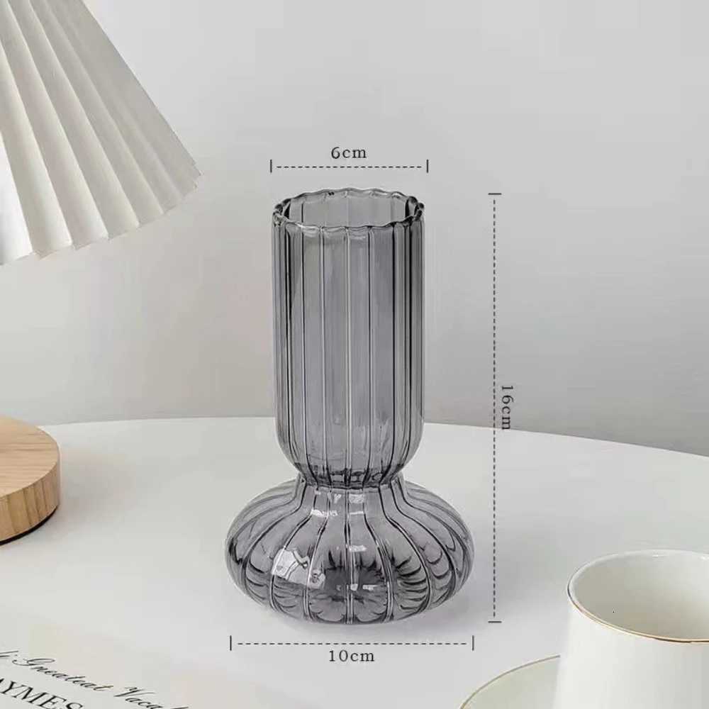Nordic Creative Glass Vase Simple Transparent Vase Water Nourishing Flower Arrangement Living Room Decoration Modern Home Decor Y260314