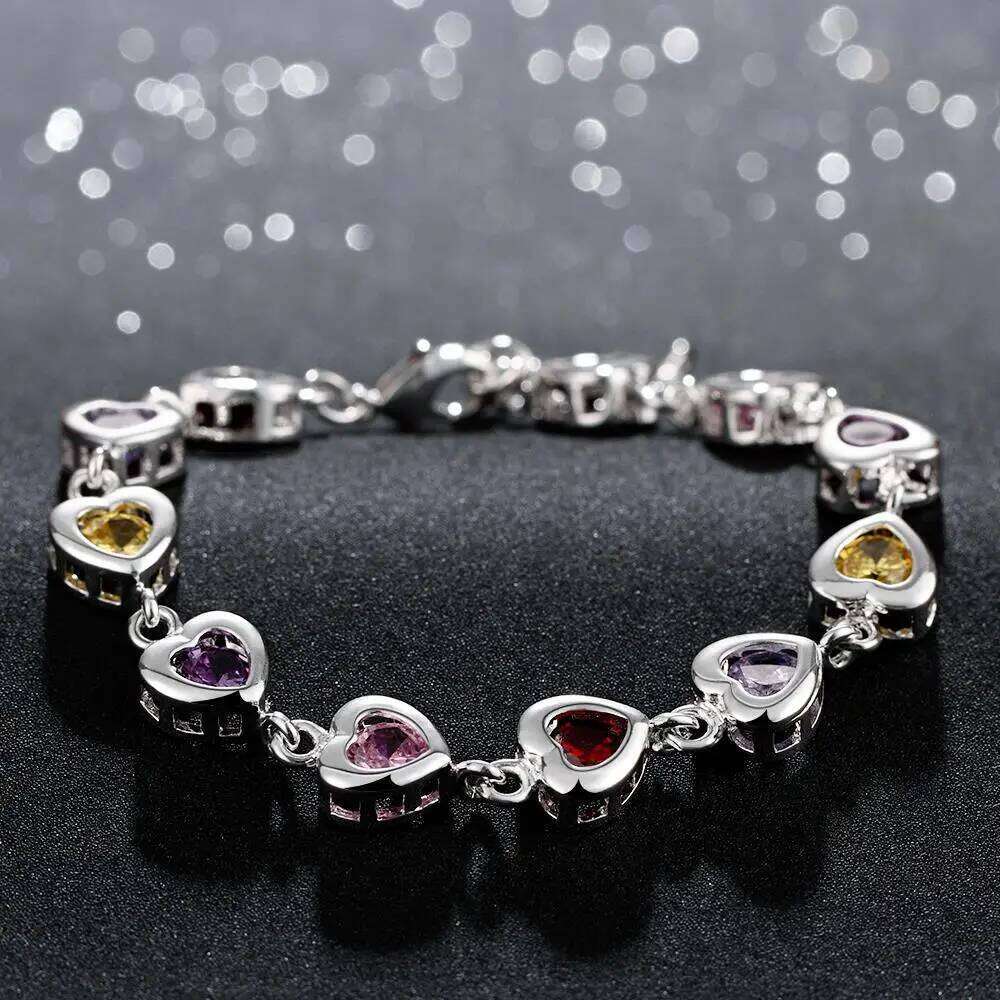 925 Sterling silver elegant charm Bracelets chain beautiful crystal stone drop Jewelry fashion for women wedding lady cute Z260313