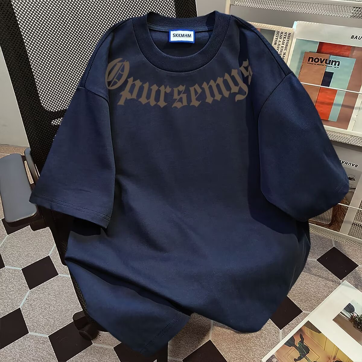 Summer Trendy Polo Heavyweight Loosefit Designer Hoodie Base Shirt For Men American Style Designer T-shirt Pure Cotton Shortsleeve With Side Letter Print