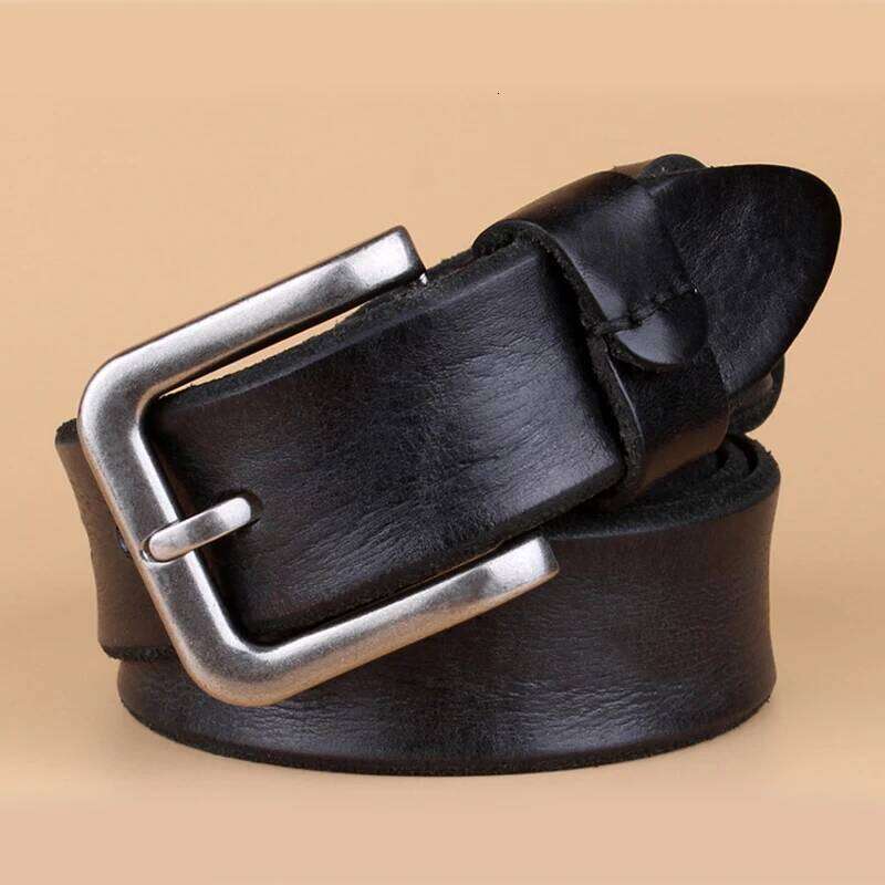 3.3CM Real Cowskin Leather High Quality Pure First Layer Cowhide Pin Buckle for Men Tide Jeans Belt Casual Z260226
