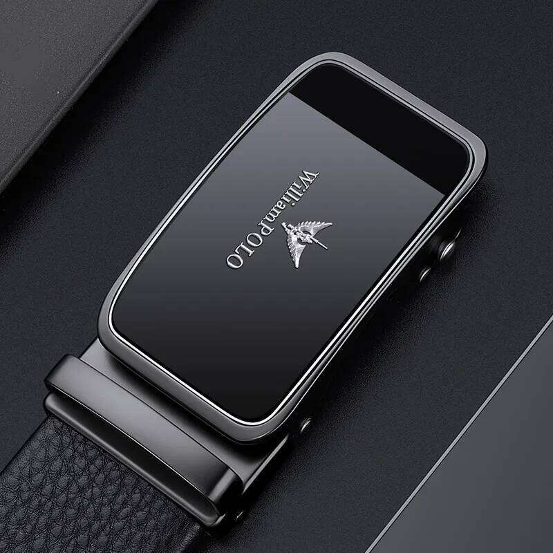 Men's genuine leather with automatic buckle business pants belt, fashionable and simple belt Z260226