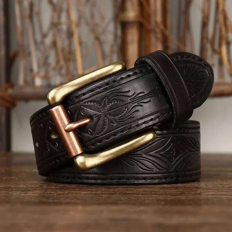 3.8CM Pure Cowhide High Quality Genuine Leather Belts for Men Brand Strap Male Brass Buckle Engrosar Jeans Cowboy Cintos Luxury Z260226