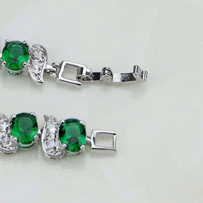 Natural Green Cubic Zirconia White CZ Silver 925 Jewelry Charm Bracelet Christmas Gifts For Women Z260313
