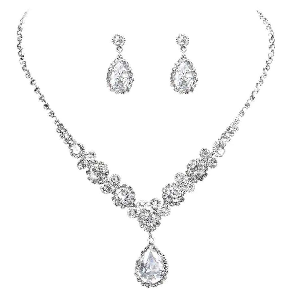 Imitation Moissanite Diamond Jewelry Explosion Flash Hot New Luxury Pendant Necklace Female Earrings Set Z260313