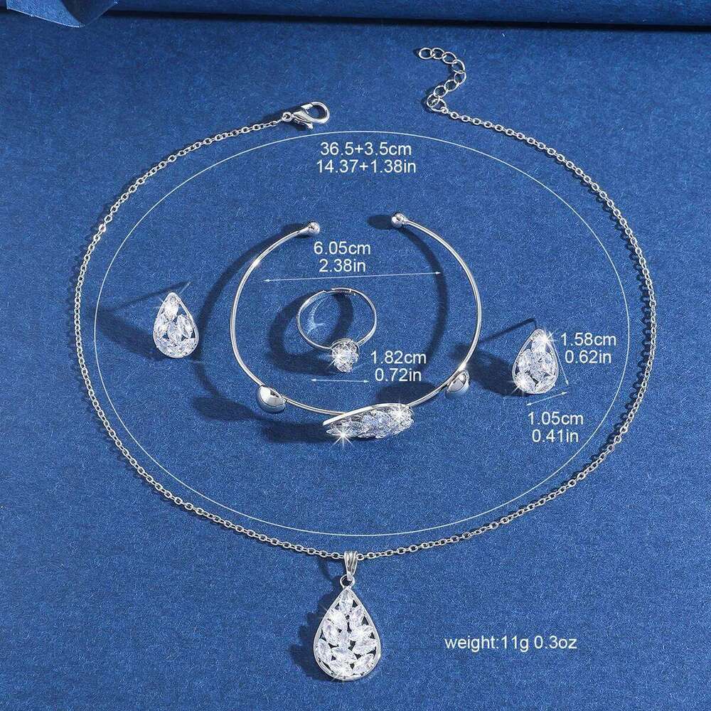 Four sets of water droplet necklace earrings, French style light luxury temperament, high-end design earrings for women Z260313