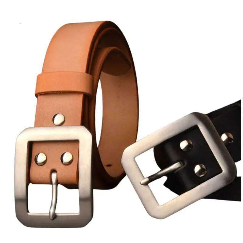 5.5mm Thick Vegetable Tanned American Saddle Leather Belt Men's Full Grain Leather, Stainless Steel Buckle 3.8CM Width Z260226